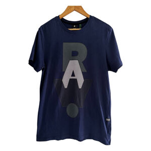 Minimalist Streetwear G-Star Raw Logo Graphic Tee Navy
